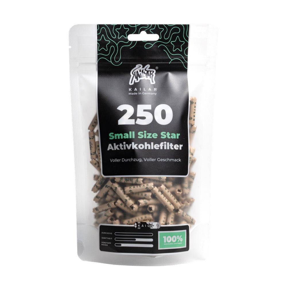 250 Small Size Star Papier Aktivkohlefilter – Ungebleicht