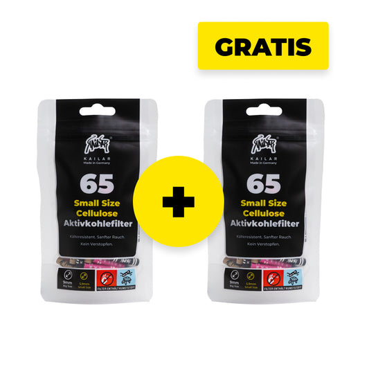 1+1 Gratis 65er Cellulose Aktivkohlefilter (130 Aktivkohlefilter)