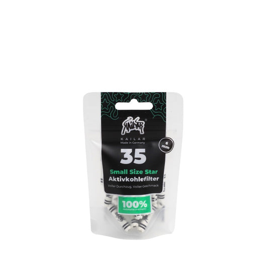 35 filtri a carbone attivo Small Size Star con cappucci in carta