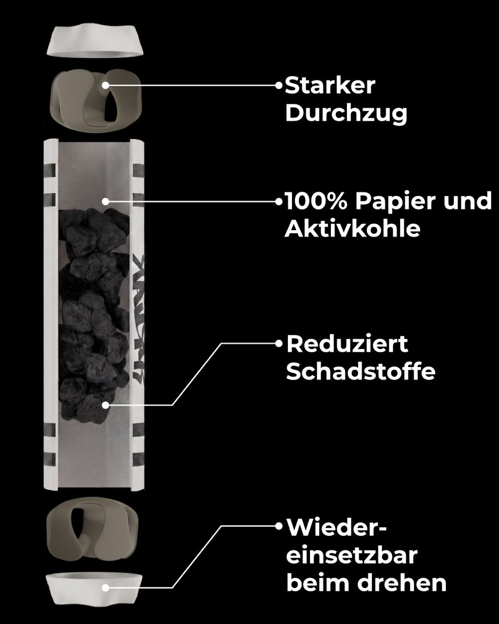 250 Small Size Star Papier Aktivkohlefilter