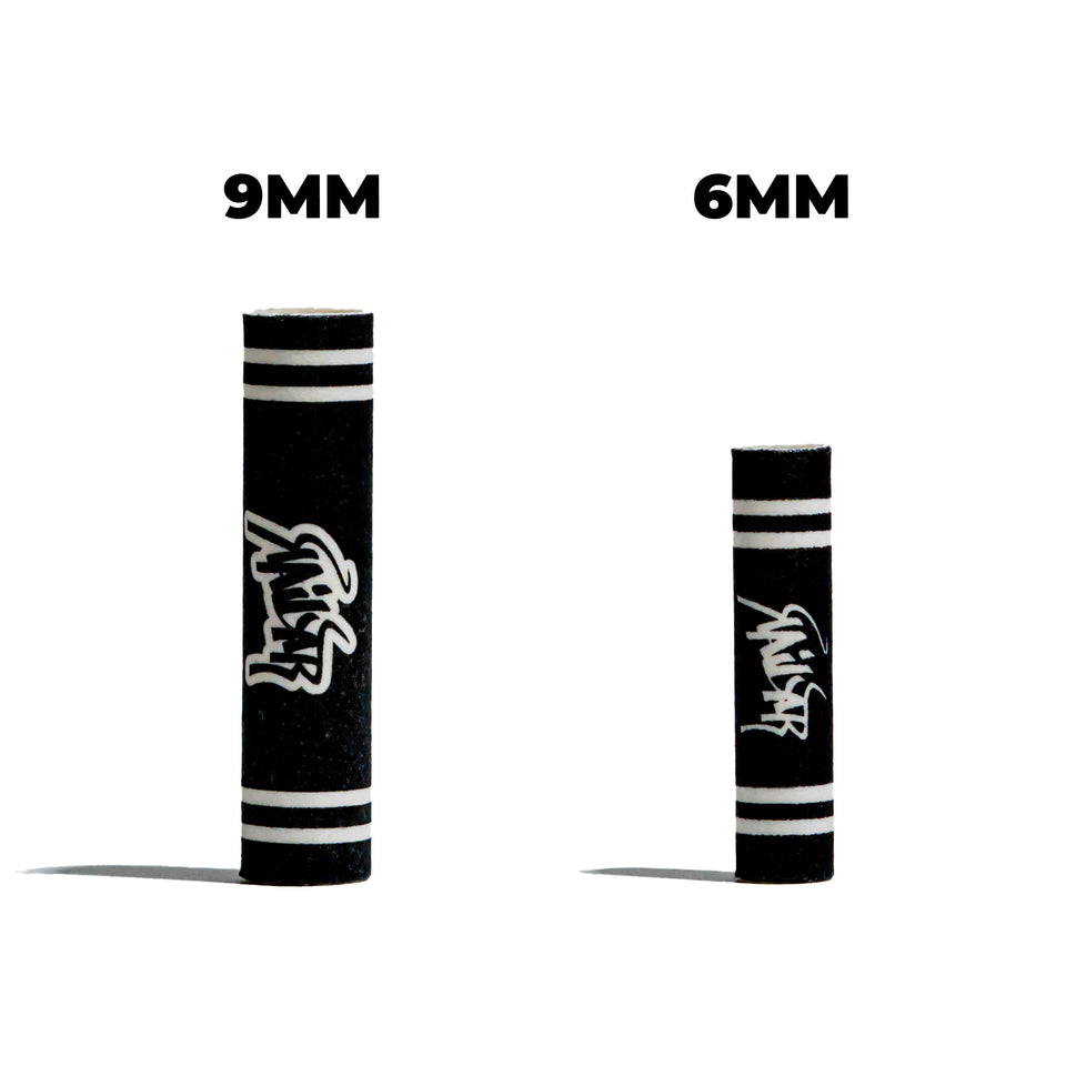 Kailar Aktivkohlefilter im Größenvergleich: 9 mm und 6 mm