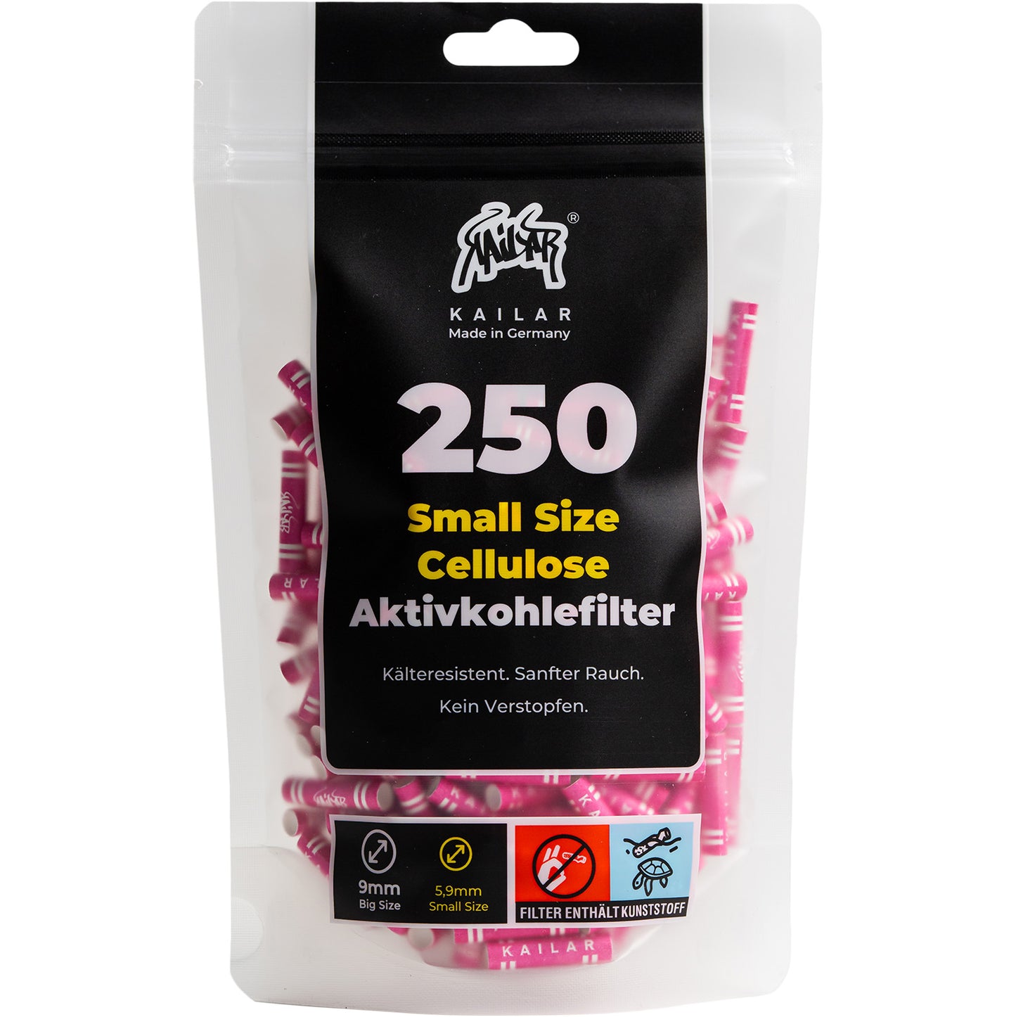 250 Cellulose Slim filtre à charbon actif