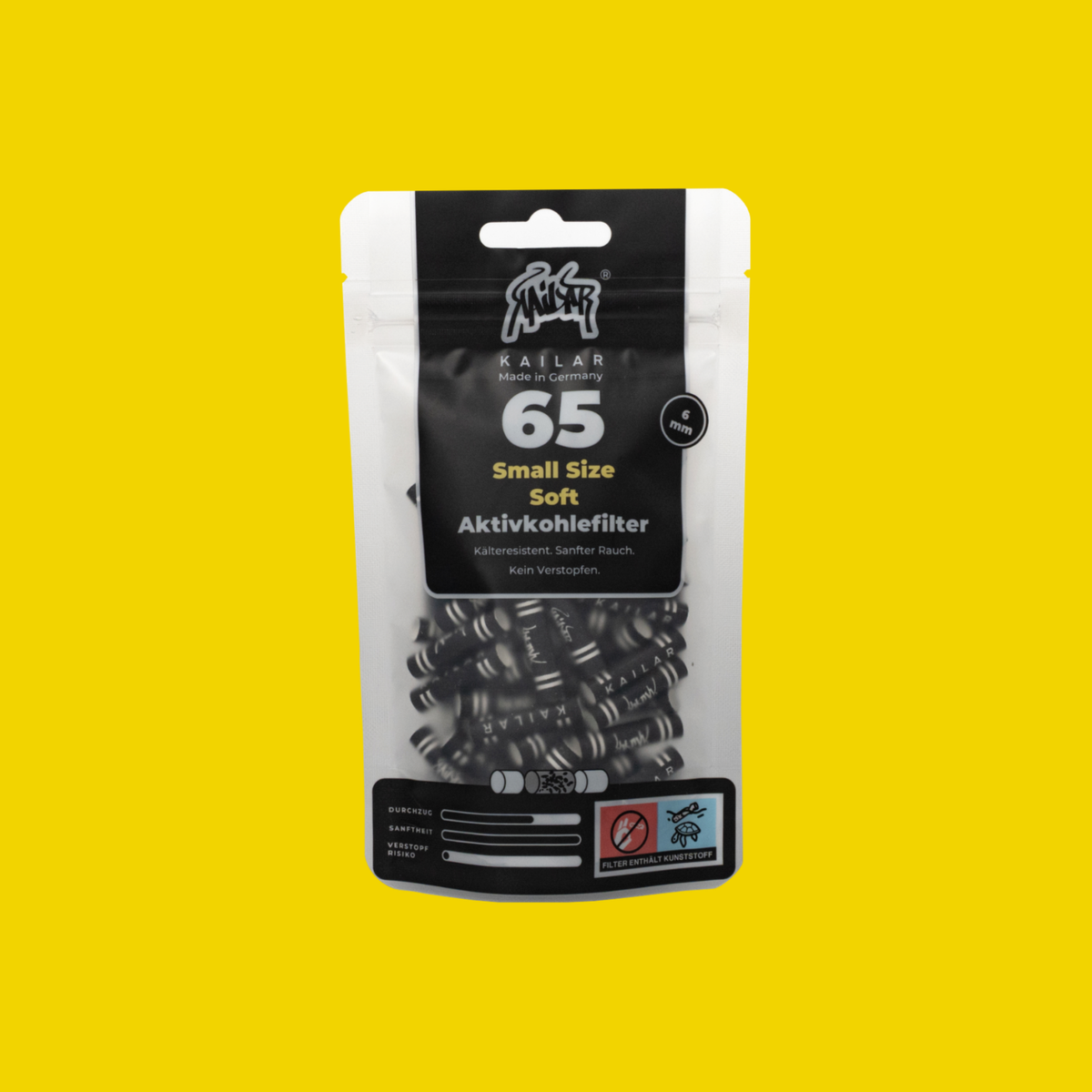 65 Cellulose Small Size Soft Aktivkohlefilter – Schwarz